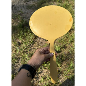 Vintage Colored VANITY HAND MIRROR 1940’s Era Great Prop Heavy French Ivory MCM